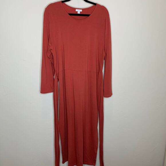 PureJill J Jill Coral Brick Stretch Dress Sz XL Wrap Tie Waist - Picture 2 of 9